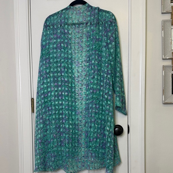 ππ§πΌββοΈ Vintage 1980s Sheer Green & Purple Kimono Duster - Picture 7 of 7